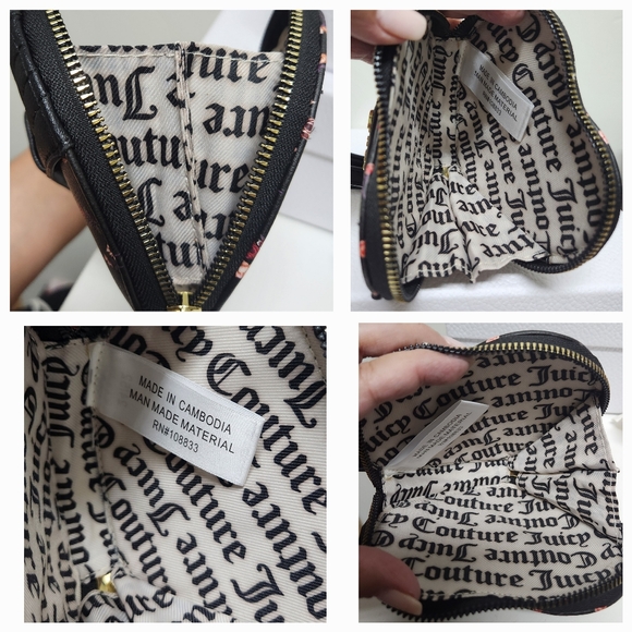 JUICY COUTURE Ditzy Rose Black Pretty Bow Heart Za NWT SALE SALE SALE - Picture 12 of 13